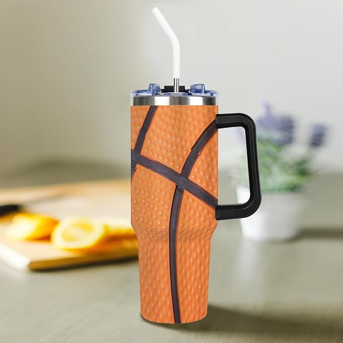 Sport Ball 40 oz Tumbler with Handle and Straw Lid