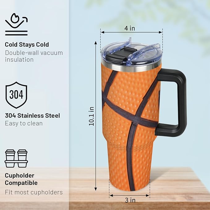 Sport Ball 40 oz Tumbler with Handle and Straw Lid