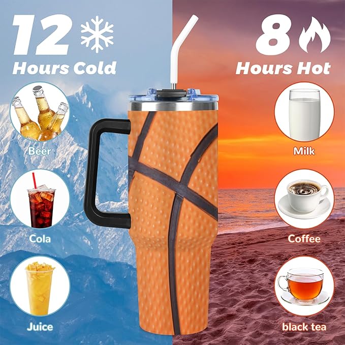 Sport Ball 40 oz Tumbler with Handle and Straw Lid